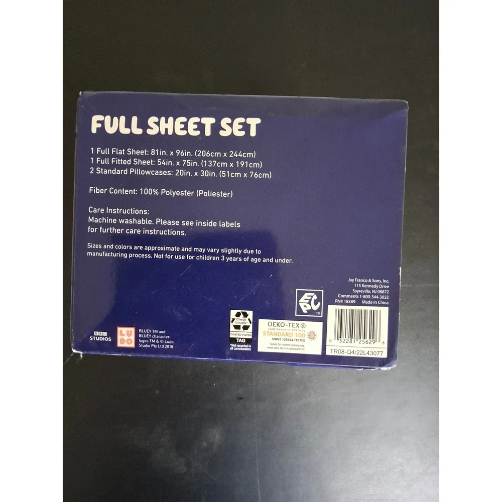 Bluey 4 Piece Full Sheet Set Microfiber Kids Bedding Blue White Bingo Heeler